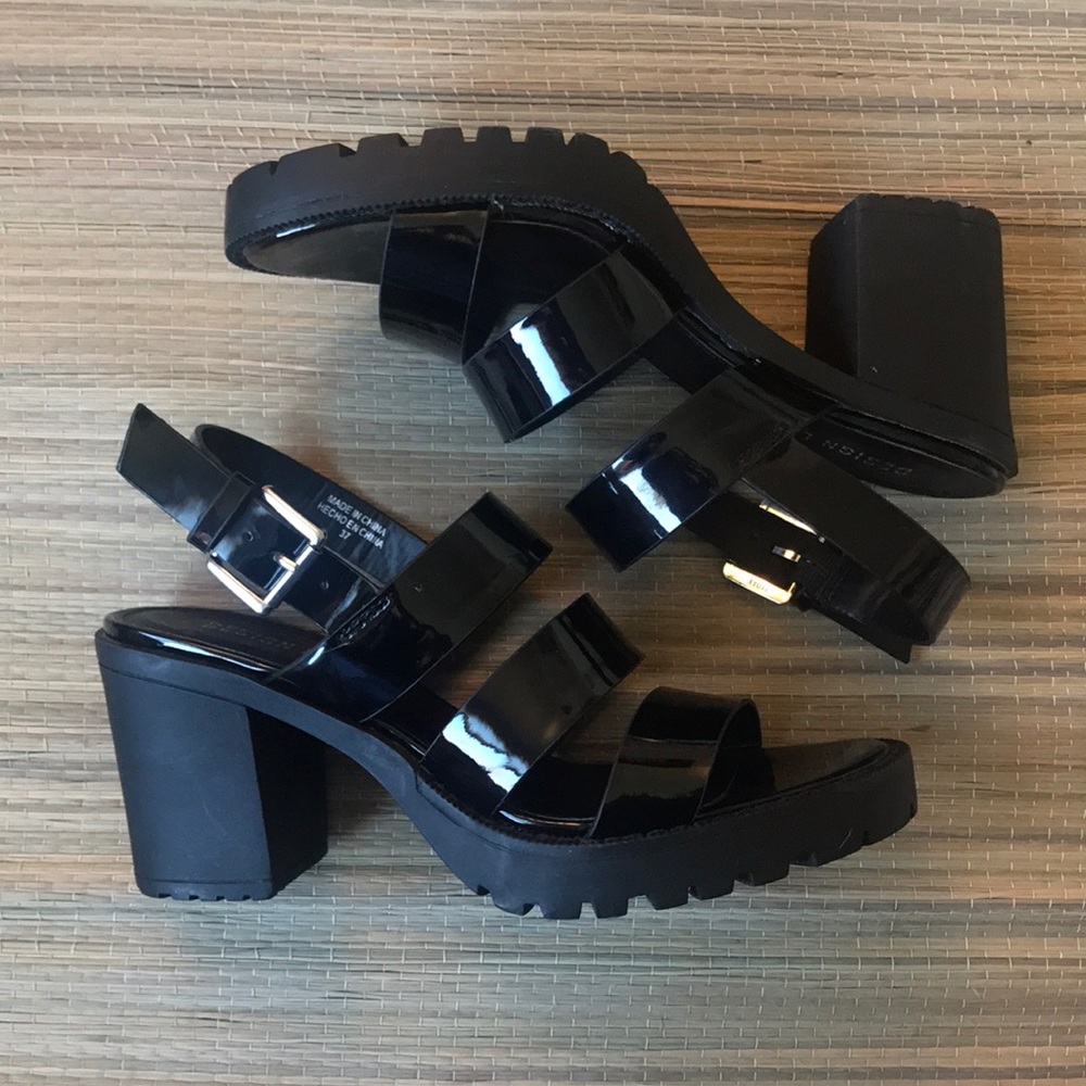 Design Lab high heel patent leather strap sandals